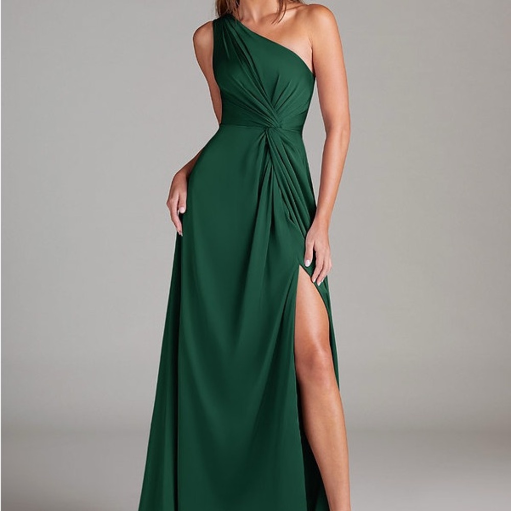 Elegant One-Shoulder Dark Green Dress - Azazie Brooke